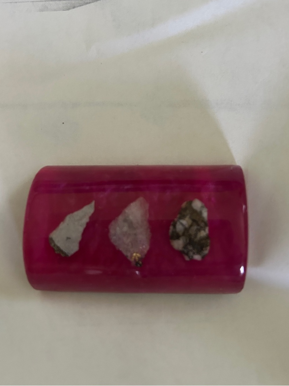 Lead High school reunion Hot Pink Resin Stone desk weight. Class of 1947.